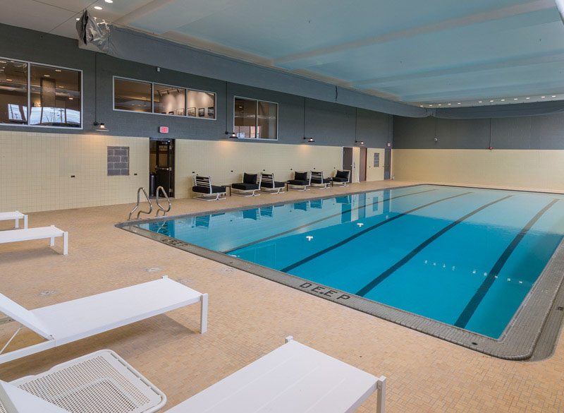 The Locker Room Lofts pool are with lane lines